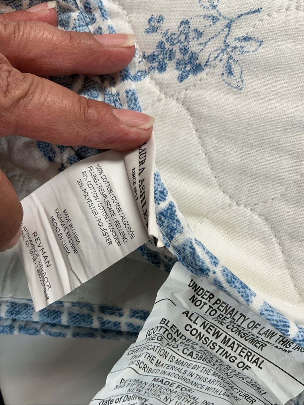 Laura Ashley 3 pieces set Blue Floral Quilted Comforter - Picture 9 of 13